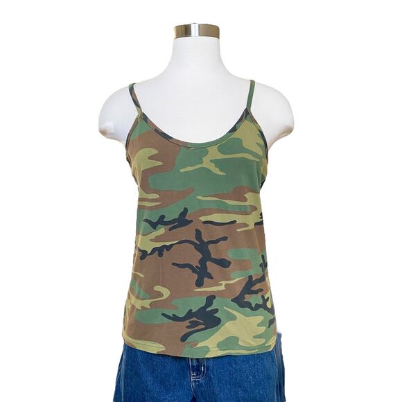 Vintage 90s Y2K Rothco Green Camo Tank Top Streetwear Gorpcore Womens Medium - Picture 4 of 7